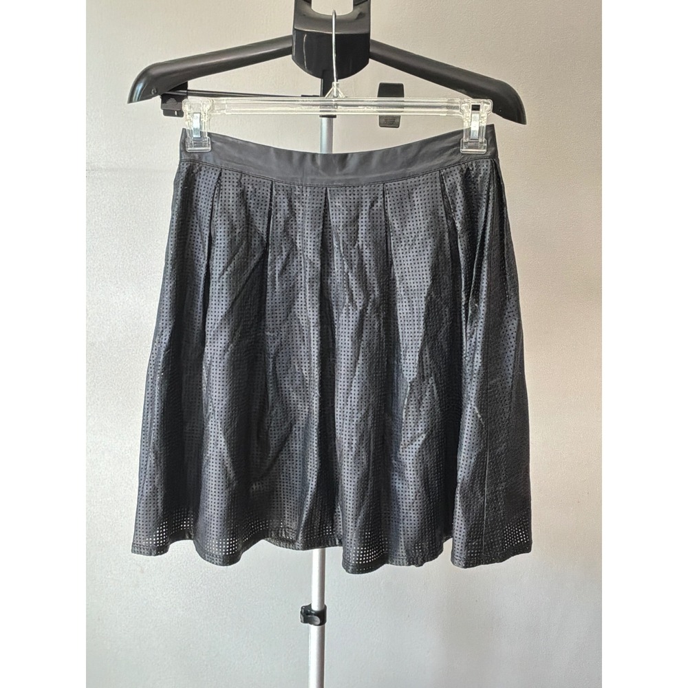 Skies Are Blue Skirt Women S Black Perforated Faux Leather Streetwear Y2K